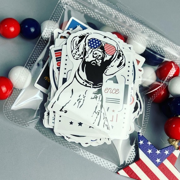 Celebrating The USA, 50 High Quality Patriotic Decal Stickers With Flags, Gnomes - Picture 12 of 16